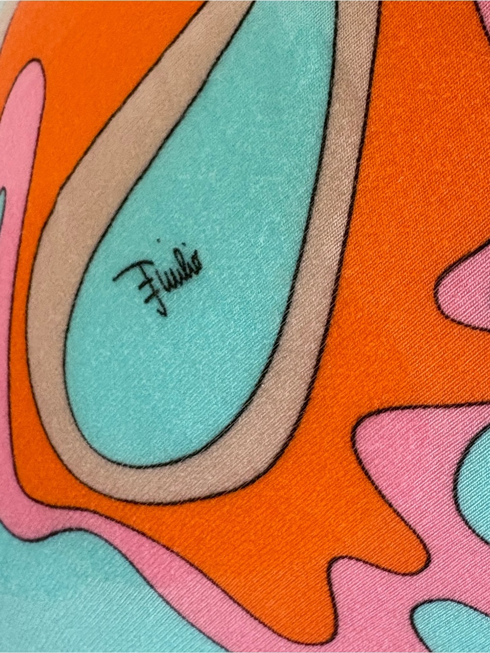 EMELIO PUCCI Aqua and Orange Abstract Scoop Neck Tank - Picture 6 of 7